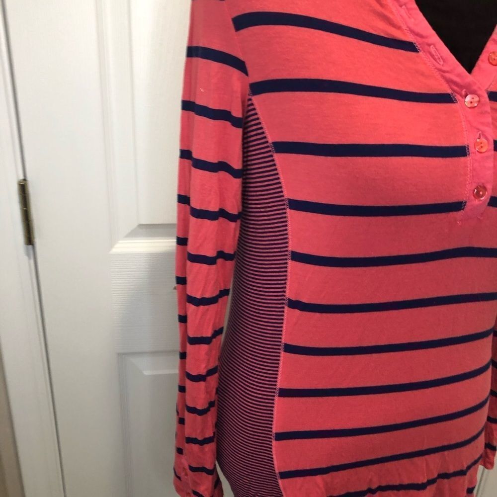 Green Source long sleeve pink blue stripe shirt - Picture 7 of 9